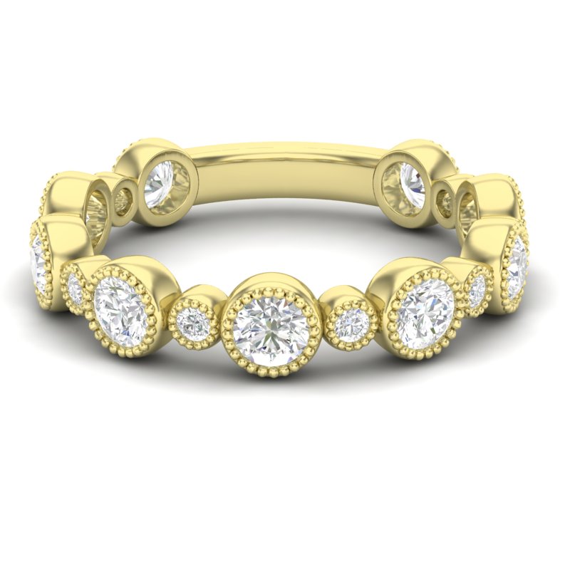 14k Gold Diamond Bezel-set Stackable Wedding Band - Abtin & Company 