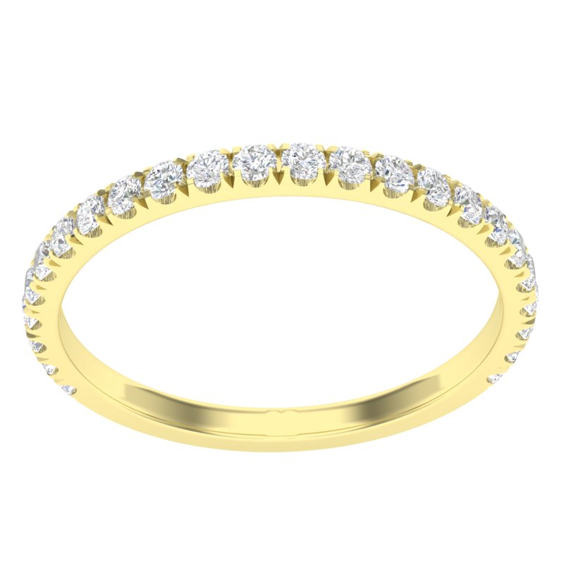 14k Gold Pave Diamond Stackable Ring Wedding Band - Abtin & Company 