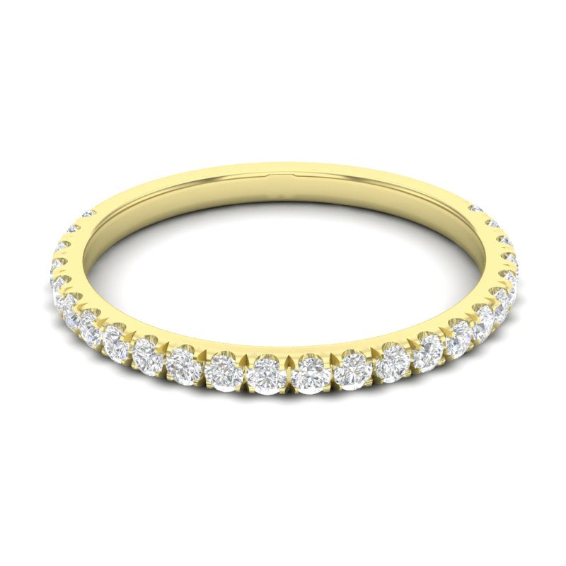 14k Gold Pave Diamond Stackable Ring Wedding Band - Abtin & Company 