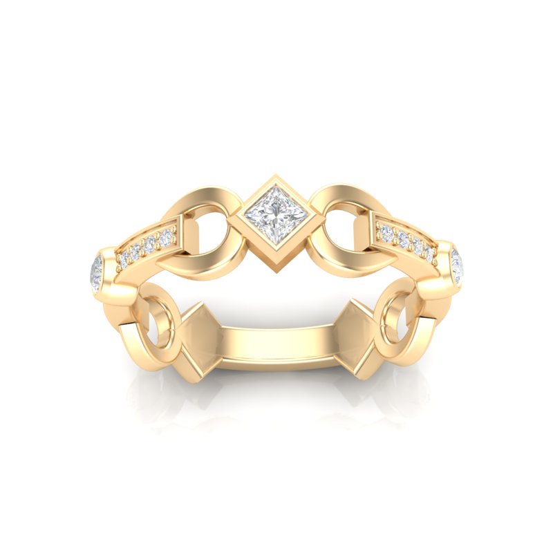 14k Diamond Interlock Stackable Ring Wedding Band - Abtin & Company 