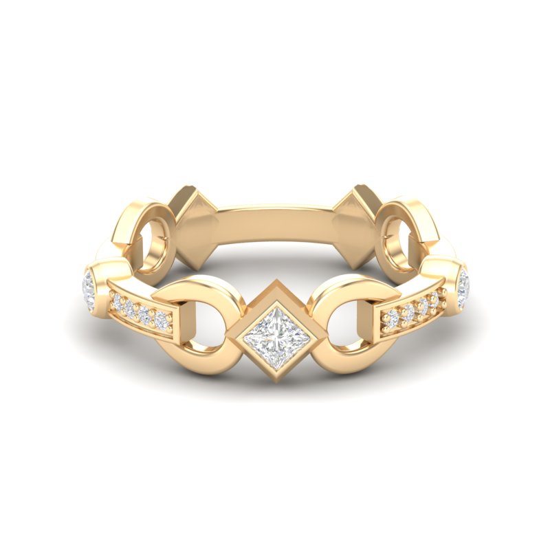 14k Diamond Interlock Stackable Ring Wedding Band - Abtin & Company 