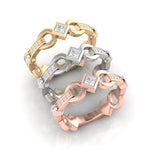 14k Diamond Interlock Stackable Ring Wedding Band - Abtin & Company 
