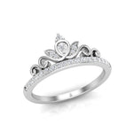 14k Gold Diamond Crown Stackable Ring Wedding Band - Abtin & Company 