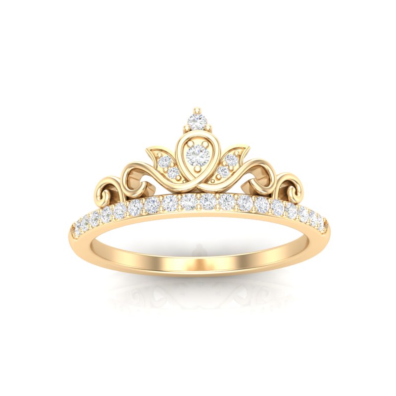 14k Gold Diamond Crown Stackable Ring Wedding Band - Abtin & Company 