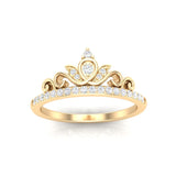 14k Gold Diamond Crown Stackable Ring Wedding Band - Abtin & Company 