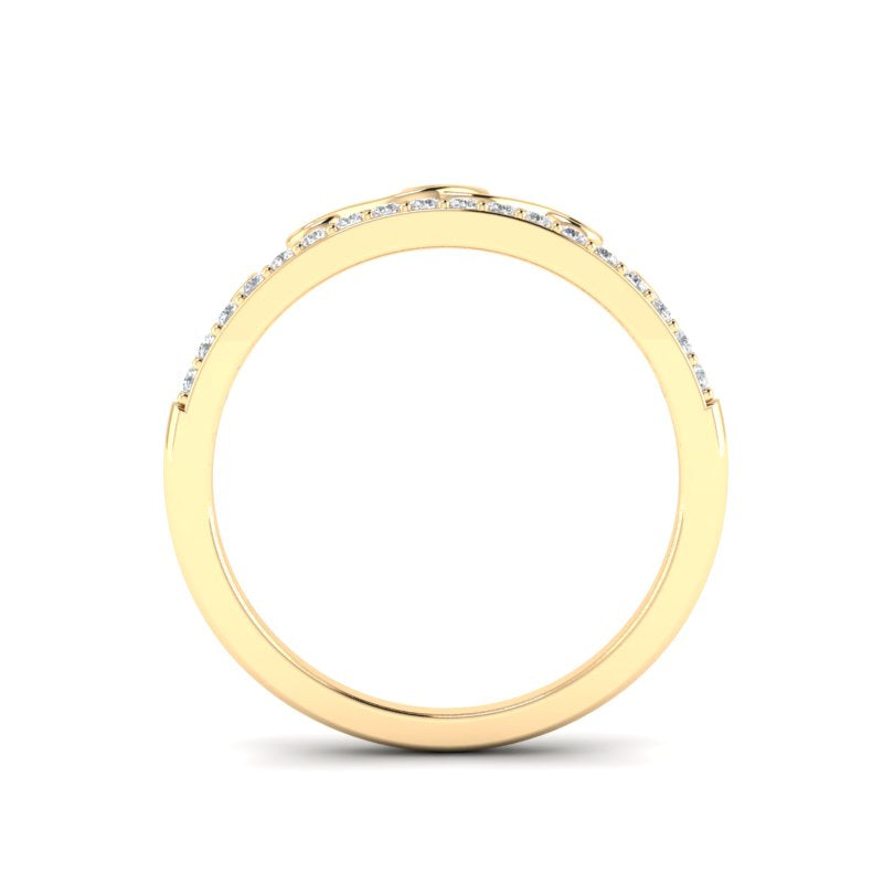 14k Gold Diamond Crown Stackable Ring Wedding Band - Abtin & Company 