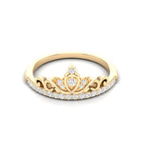 14k Gold Diamond Crown Stackable Ring Wedding Band - Abtin & Company 