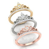 14k Gold Diamond Crown Stackable Ring Wedding Band - Abtin & Company 
