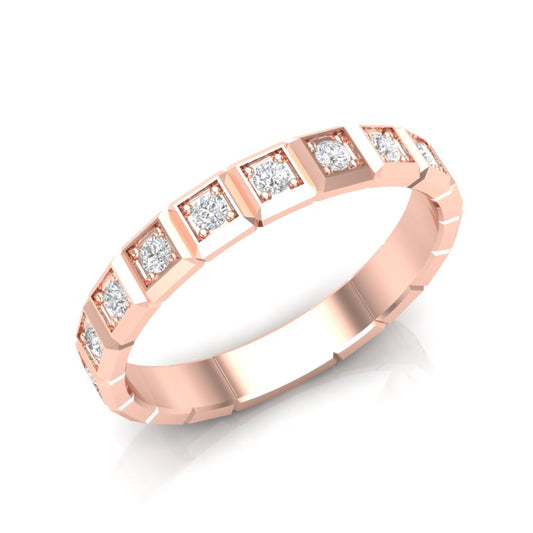 14k Gold Ice Cube Bezel-set Diamond Wedding Band Stackable Ring - Abtin & Company 