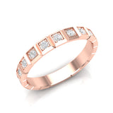 14k Gold Ice Cube Bezel-set Diamond Wedding Band Stackable Ring - Abtin & Company 