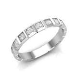 14k Gold Ice Cube Bezel-set Diamond Wedding Band Stackable Ring - Abtin & Company 