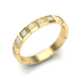 14k Gold Ice Cube Bezel-set Diamond Wedding Band Stackable Ring - Abtin & Company 