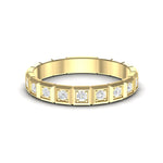 14k Gold Ice Cube Bezel-set Diamond Wedding Band Stackable Ring - Abtin & Company 