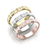 14k Gold Ice Cube Bezel-set Diamond Wedding Band Stackable Ring - Abtin & Company 