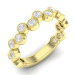 14k Gold Milgrain Bezel Diamond Wedding Band Stackable Ring - Abtin & Company 