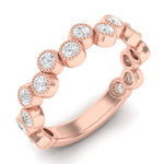 14k Gold Milgrain Bezel Diamond Wedding Band Stackable Ring - Abtin & Company 