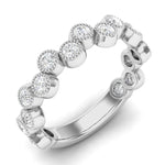 14k Gold Milgrain Bezel Diamond Wedding Band Stackable Ring - Abtin & Company 