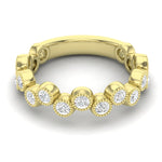 14k Gold Milgrain Bezel Diamond Wedding Band Stackable Ring - Abtin & Company 