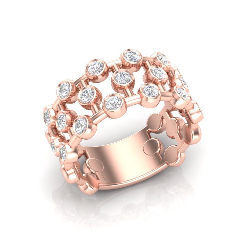14k Gold Bubble Bezel Set Diamond Ring - Abtin & Company 