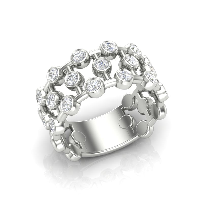 14k Gold Bubble Bezel Set Diamond Ring - Abtin & Company 