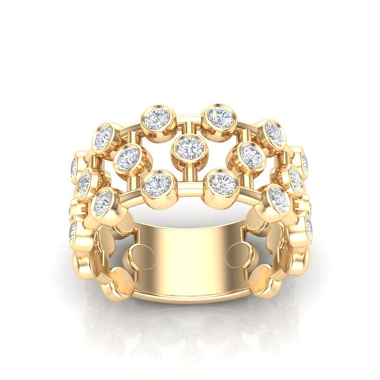 14k Gold Bubble Bezel Set Diamond Ring - Abtin & Company 
