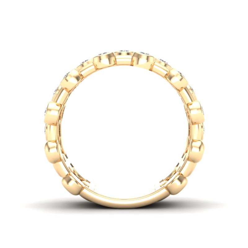 14k Gold Bubble Bezel Set Diamond Ring - Abtin & Company 
