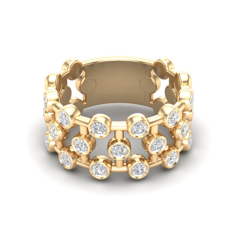 14k Gold Bubble Bezel Set Diamond Ring - Abtin & Company 