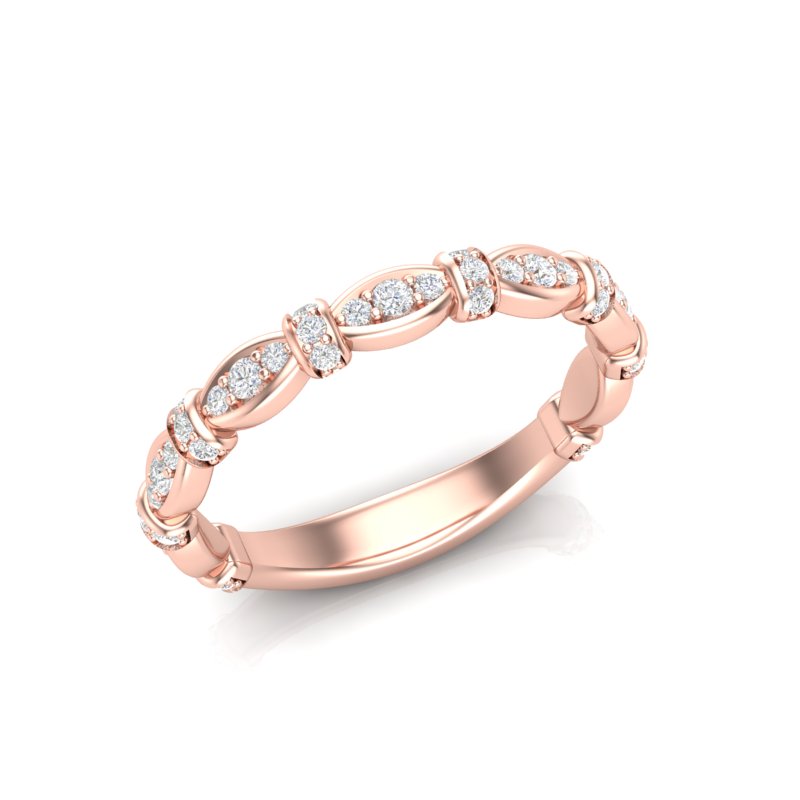 14k Gold Vintage Style Diamond Stackable Ring Wedding Band - Abtin & Company 