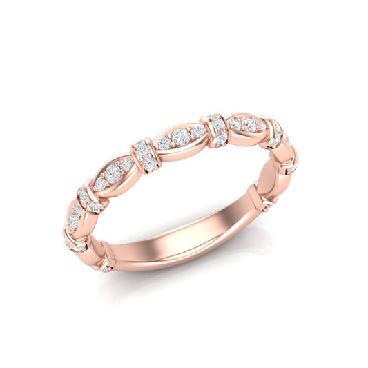14k Gold Vintage Style Diamond Stackable Ring Wedding Band - Abtin & Company 