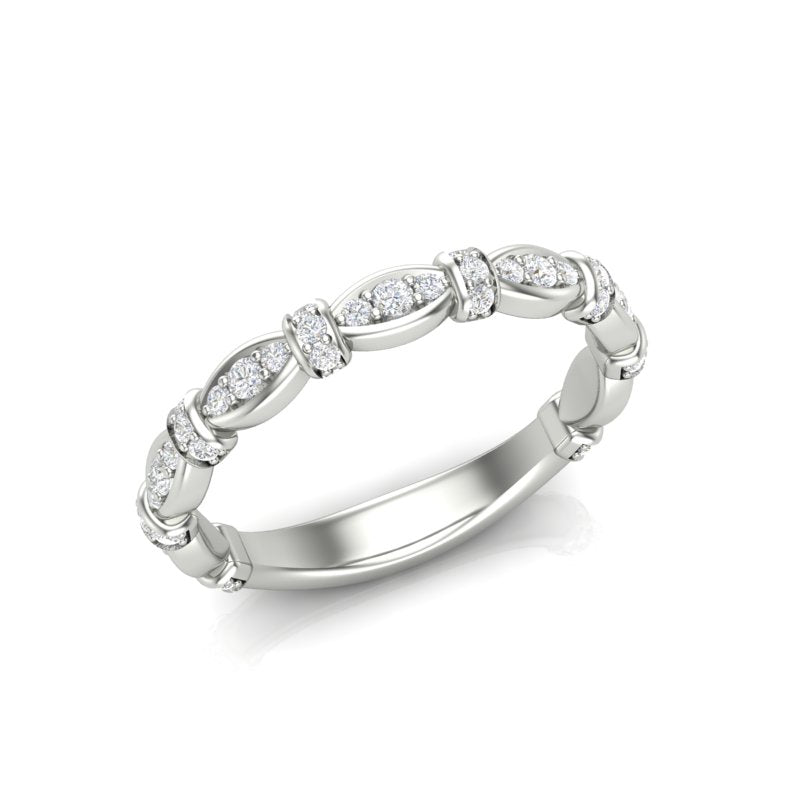 14k Gold Vintage Style Diamond Stackable Ring Wedding Band - Abtin & Company 