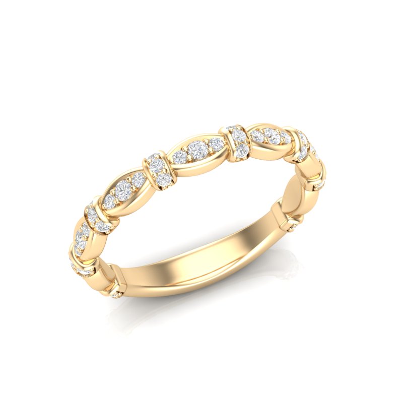 14k Gold Vintage Style Diamond Stackable Ring Wedding Band - Abtin & Company 