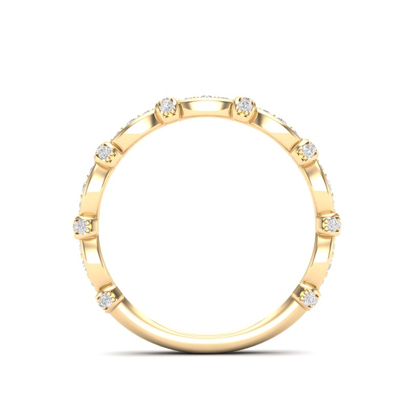 14k Gold Vintage Style Diamond Stackable Ring Wedding Band - Abtin & Company 