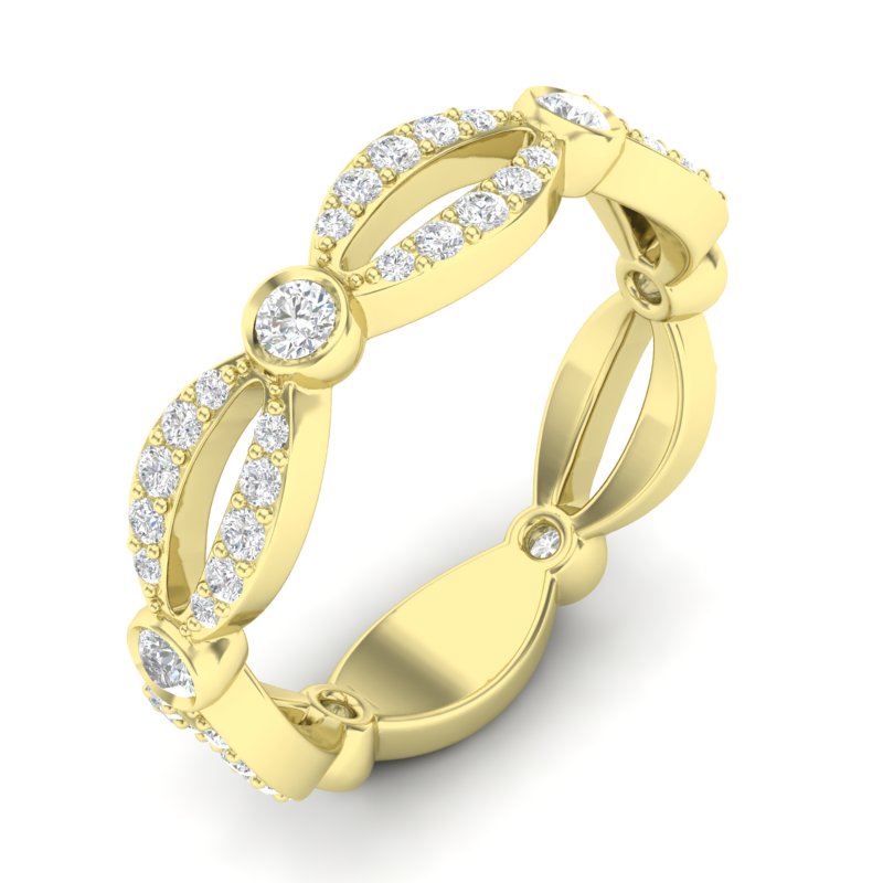 14k Gold Diamond Marquise Shaped Infinity Wedding Band Stacking Ring - Abtin & Company 