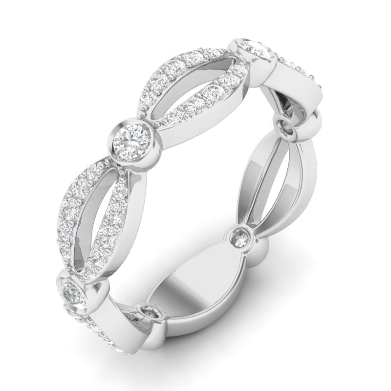 14k Gold Diamond Marquise Shaped Infinity Wedding Band Stacking Ring - Abtin & Company 