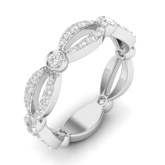 14k Gold Diamond Marquise Shaped Infinity Wedding Band Stacking Ring - Abtin & Company 