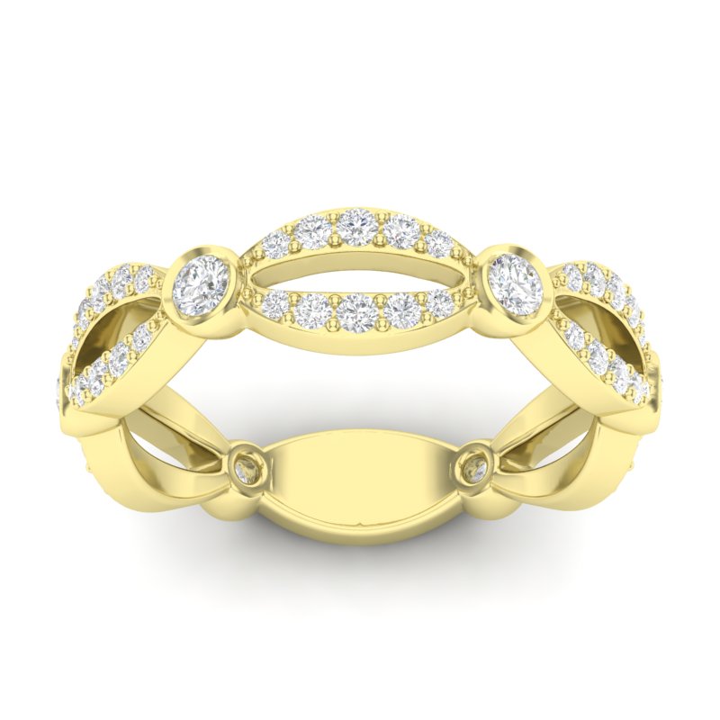 14k Gold Diamond Marquise Shaped Infinity Wedding Band Stacking Ring - Abtin & Company 