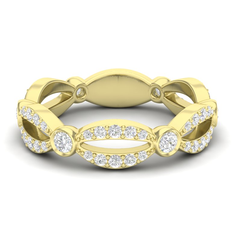 14k Gold Diamond Marquise Shaped Infinity Wedding Band Stacking Ring - Abtin & Company 