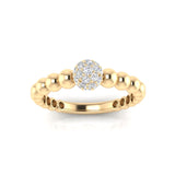 14k Gold Diamond Beaded Stackable Ring Wedding Band - Abtin & Company 