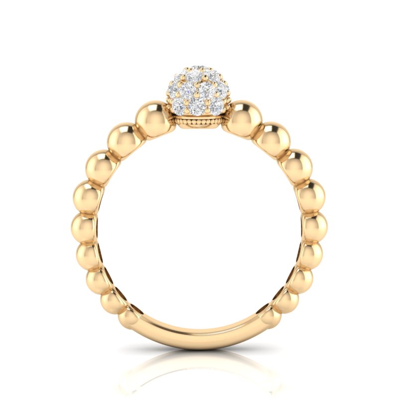 14k Gold Diamond Beaded Stackable Ring Wedding Band - Abtin & Company 