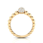 14k Gold Diamond Beaded Stackable Ring Wedding Band - Abtin & Company 