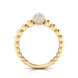14k Gold Diamond Beaded Stackable Ring Wedding Band - Abtin & Company 