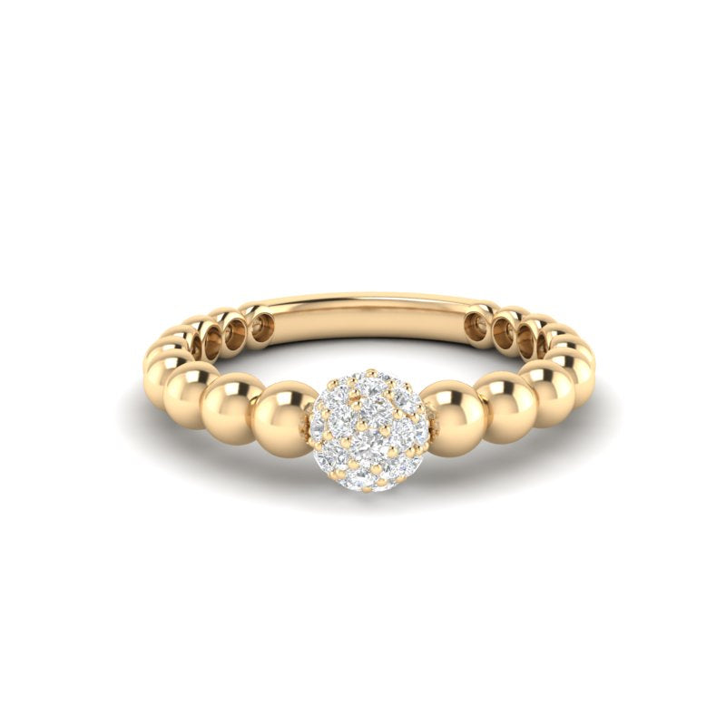 14k Gold Diamond Beaded Stackable Ring Wedding Band - Abtin & Company 