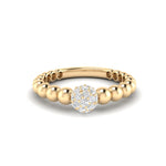 14k Gold Diamond Beaded Stackable Ring Wedding Band - Abtin & Company 