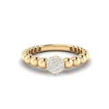 14k Gold Diamond Beaded Stackable Ring Wedding Band - Abtin & Company 