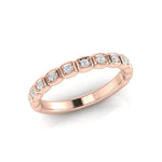 14k Gold Bezel Set Diamond Stackable Ring Wedding Band - Abtin & Company 