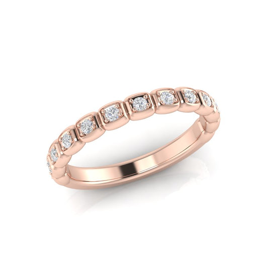 14k Gold Bezel Set Diamond Stackable Ring Wedding Band - Abtin & Company 
