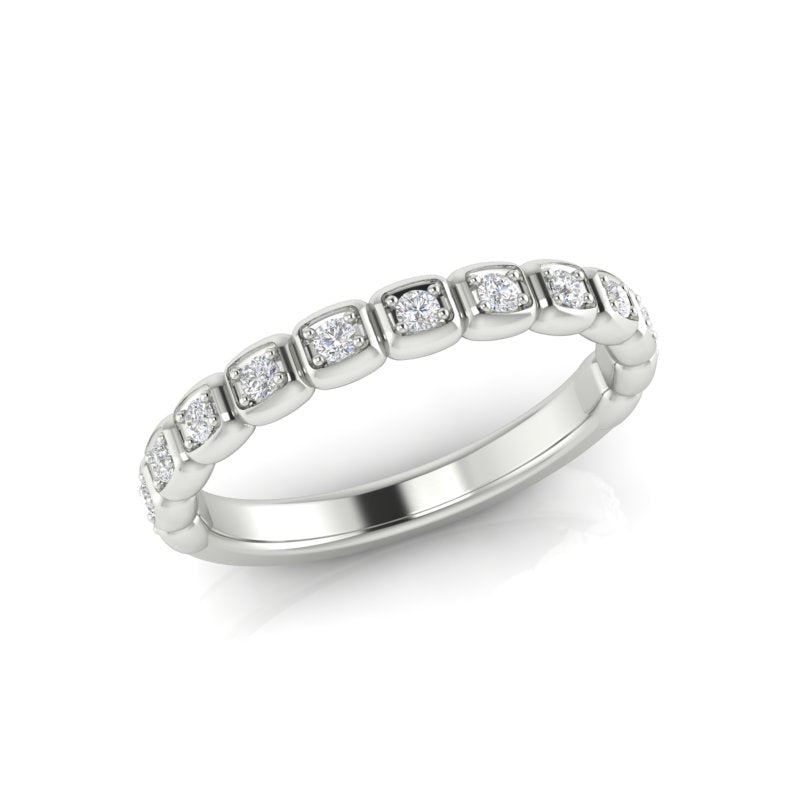 14k Gold Bezel Set Diamond Stackable Ring Wedding Band - Abtin & Company 