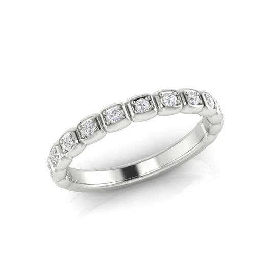 14k Gold Bezel Set Diamond Stackable Ring Wedding Band - Abtin & Company 