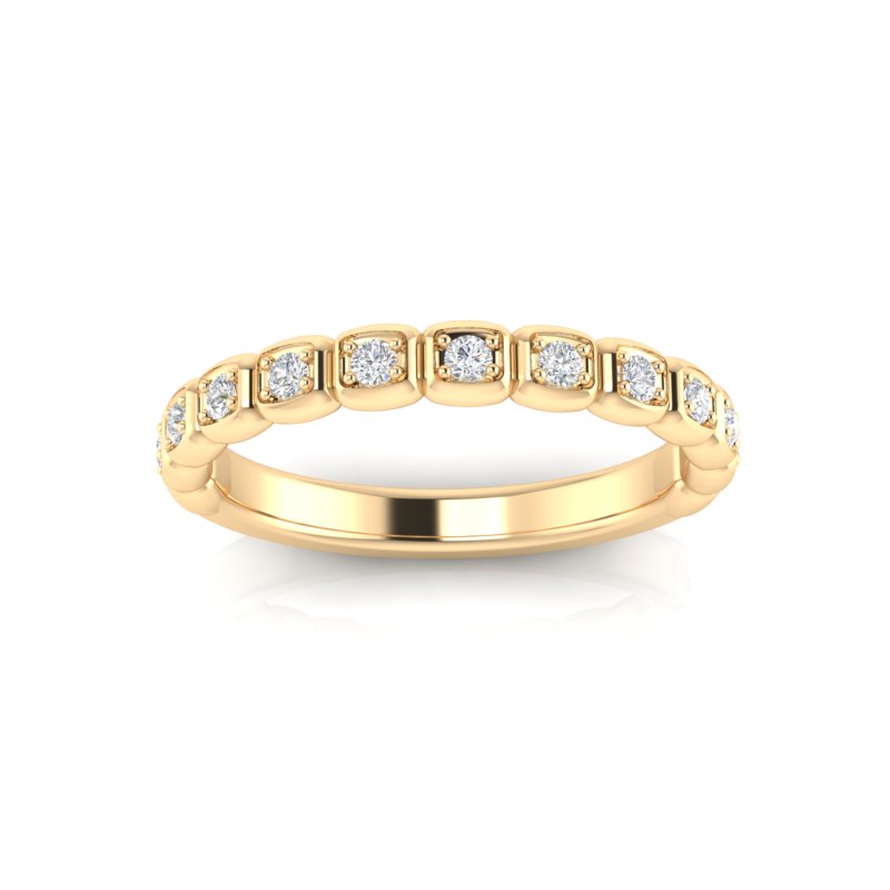 14k Gold Bezel Set Diamond Stackable Ring Wedding Band - Abtin & Company 