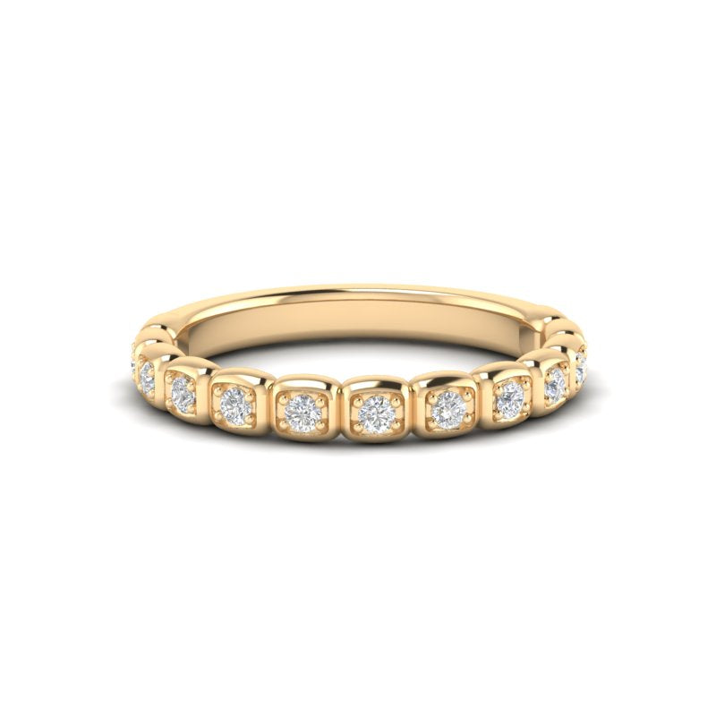 14k Gold Bezel Set Diamond Stackable Ring Wedding Band - Abtin & Company 